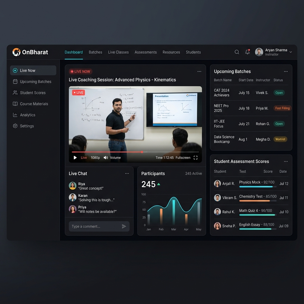 Coaching ERP Dark Dashboard